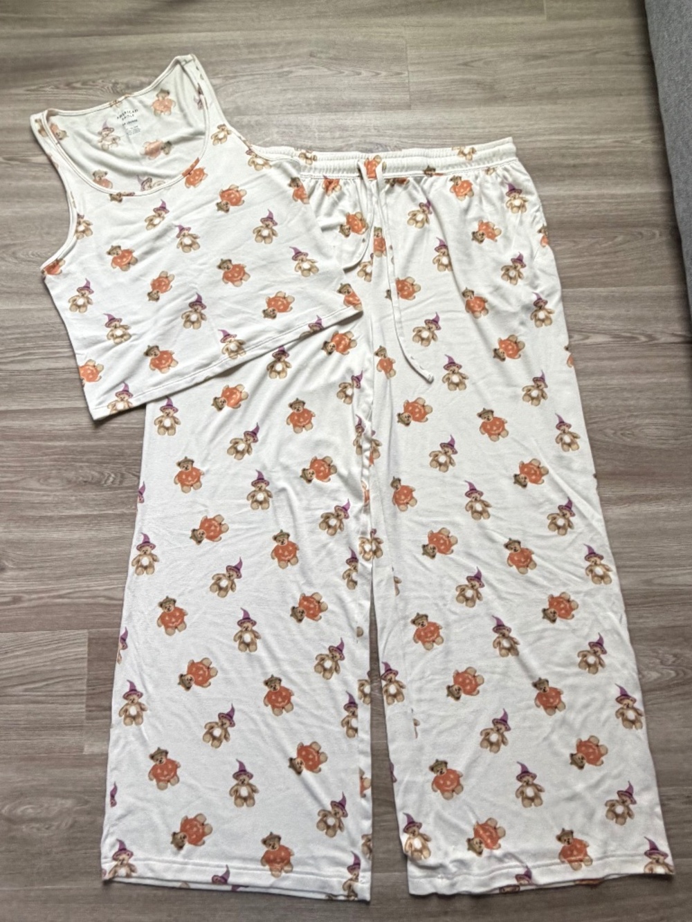 American Eagle Pajama Set Tank and Pants Halloween Bears